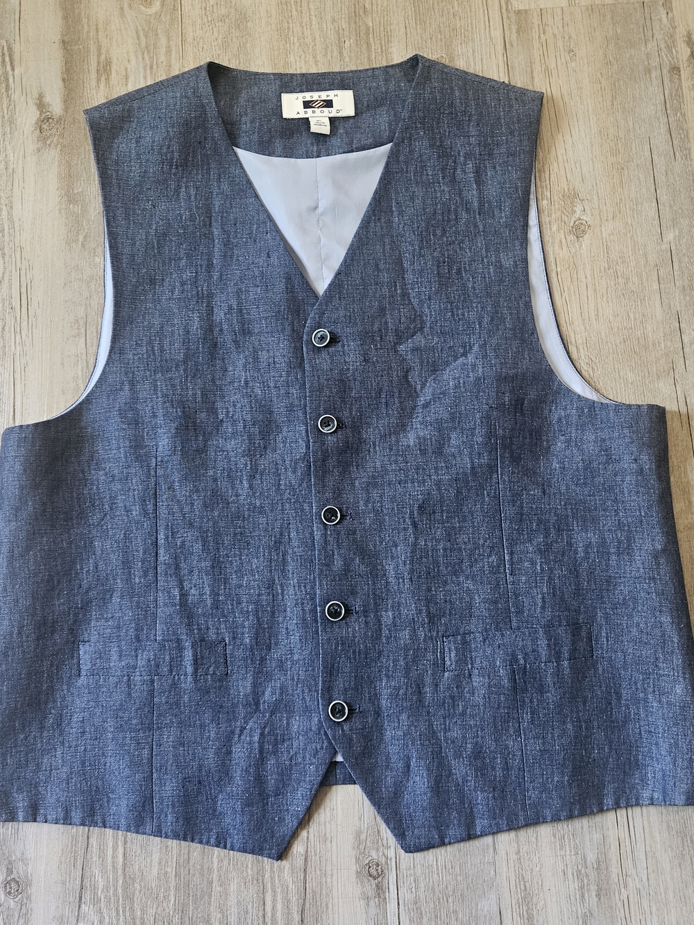 Joseph Abboud Men's Slate Blue 100% Linen Dress Vest XL Causal Preppy